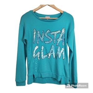 Juicy Couture Sequin Letters Terry Teal Sweatshirt Size S